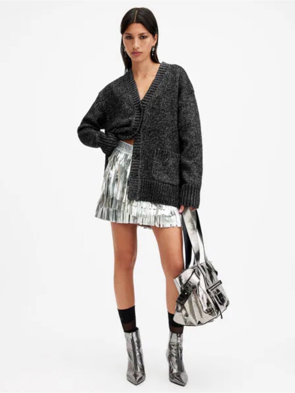 0054 Simply Noelle Charcoal Gray Knit Cardigan